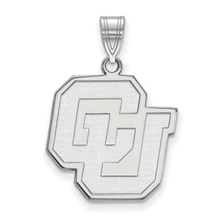 Sterling Silver Rhodium-plated LogoArt University of Colorado C-U Large Pendant