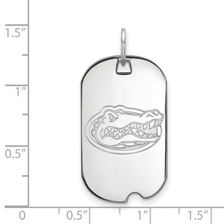 Sterling Silver Rhodium-plated LogoArt University of Florida Gator Small Dog Tag Pendant