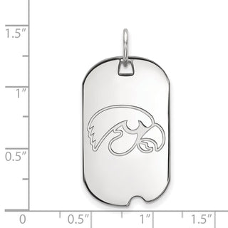10k White Gold LogoArt University of Iowa Hawk Small Dog Tag Pendant