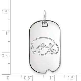 10k White Gold LogoArt University of Iowa Hawk Small Dog Tag Pendant