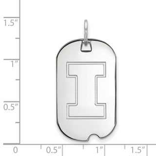 10k White Gold LogoArt University of Illinois Letter I Small Dog Tag Pendant