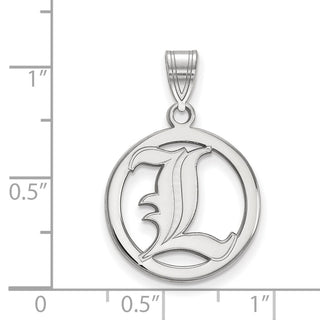 Sterling Silver Rhodium-plated LogoArt University of Louisville Letter L Medium Circle Pendant