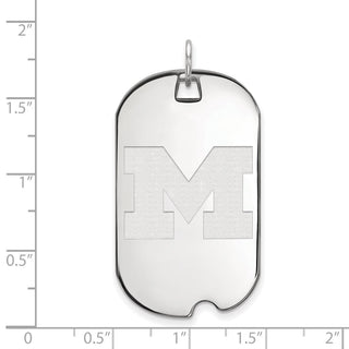 14k White Gold LogoArt University of Michigan Letter M Large Dog Tag Pendant