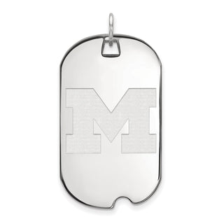 Sterling Silver Rhodium-plated LogoArt University of Michigan Letter M Large Dog Tag Pendant