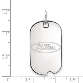 14k White Gold LogoArt University of Mississippi Ole Miss Small Dog Tag Pendant