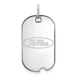 Sterling Silver Rhodium-plated LogoArt University of Mississippi Ole Miss Small Dog Tag Pendant