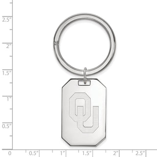 Sterling Silver Rhodium-plated LogoArt University of Oklahoma O-U Key Ring