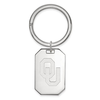Sterling Silver Rhodium-plated LogoArt University of Oklahoma O-U Key Ring