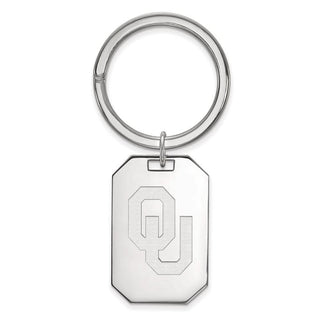 Sterling Silver Rhodium-plated LogoArt University of Oklahoma O-U Key Ring