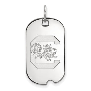 14k White Gold LogoArt University of South Carolina Small Dog Tag Pendant