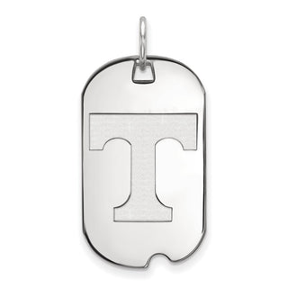 Sterling Silver Rhodium-plated LogoArt University of Tennessee Letter T Small Dog Tag Pendant