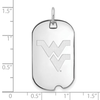 Sterling Silver Rhodium-plated LogoArt West Virginia University Small Dog Tag Pendant