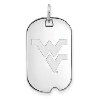 Sterling Silver Rhodium-plated LogoArt West Virginia University Small Dog Tag Pendant