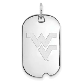 Sterling Silver Rhodium-plated LogoArt West Virginia University Small Dog Tag Pendant