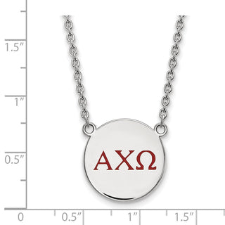 Sterling Silver Rhodium-plated LogoArt Alpha Chi Omega Sorority Greek Letters Large Color Enamel Pendant 18 inch Necklace SS028ACO-18