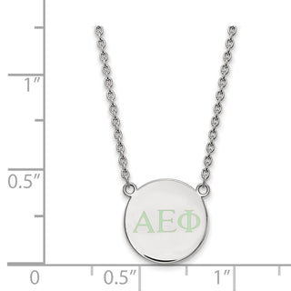 Sterling Silver Rhodium-plated LogoArt Alpha Epsilon Phi Sorority Greek Letters Small Color Enamel Pendant 18 inch Necklace SS028AEP-18