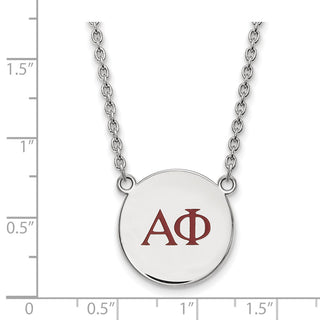 Sterling Silver Rhodium-plated LogoArt Alpha Phi Sorority Greek Letters Large Color Enamel Pendant 18 inch Necklace SS028APH-18