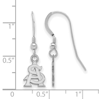 Sterling Silver Rhodium-plated LogoArt Arizona State University A-S Extra Small Dangle Wire Earrings