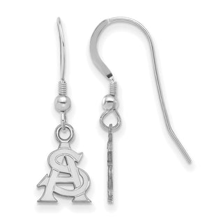 Sterling Silver Rhodium-plated LogoArt Arizona State University A-S Extra Small Dangle Wire Earrings
