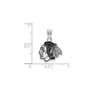 Sterling Silver Rhodium-plated NHL LogoArt Chicago Blackhawks Small Enameled Pendant