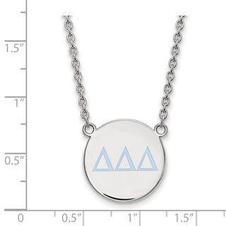 Sterling Silver Rhodium-plated LogoArt Delta Delta Delta Sorority Greek Letters Large Color Enamel Pendant 18 inch Necklace SS028DDD-18