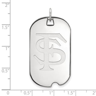 Sterling Silver Rhodium-plated LogoArt Florida State University F-S Large Dog Tag Pendant