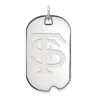 Sterling Silver Rhodium-plated LogoArt Florida State University F-S Large Dog Tag Pendant