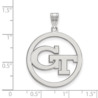 Sterling Silver Rhodium-plated LogoArt Georgia Institute of Technology G-T Extra Large Circle Pendant