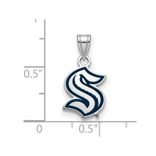 Sterling Silver Rhodium-plated NHL LogoArt Seattle Kraken Enamel Pendant