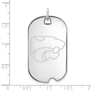 Sterling Silver Rhodium-plated LogoArt Kansas State University Wildcat Large Dog Tag Pendant