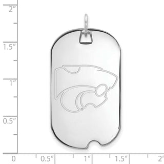 Sterling Silver Rhodium-plated LogoArt Kansas State University Wildcat Large Dog Tag Pendant