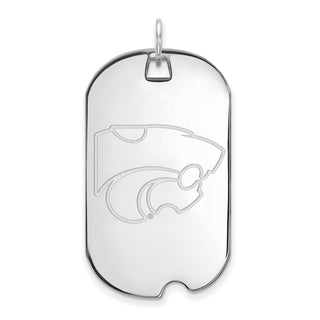 Sterling Silver Rhodium-plated LogoArt Kansas State University Wildcat Large Dog Tag Pendant