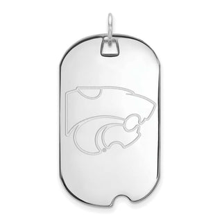 Sterling Silver Rhodium-plated LogoArt Kansas State University Wildcat Large Dog Tag Pendant