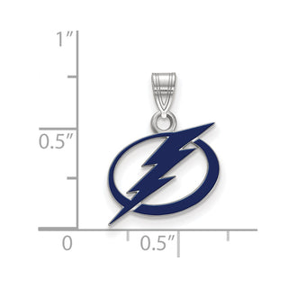 Sterling Silver Rhodium-plated NHL LogoArt Tampa Bay Lightning Small Enameled Pendant