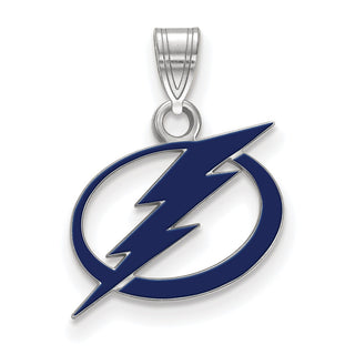 Sterling Silver Rhodium-plated NHL LogoArt Tampa Bay Lightning Small Enameled Pendant