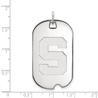 Sterling Silver Rhodium-plated LogoArt Michigan State University Letter S Large Dog Tag Pendant