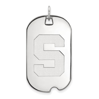 Sterling Silver Rhodium-plated LogoArt Michigan State University Letter S Large Dog Tag Pendant