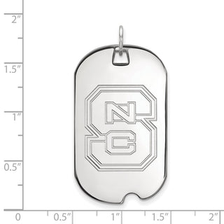 14k White Gold LogoArt North Carolina State University N-C-S Large Dog Tag Pendant