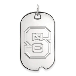 10k White Gold LogoArt North Carolina State University N-C-S Large Dog Tag Pendant