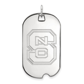 14k White Gold LogoArt North Carolina State University N-C-S Large Dog Tag Pendant