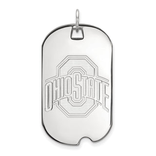 Sterling Silver Rhodium-plated LogoArt The Ohio State University Large Dog Tag Pendant