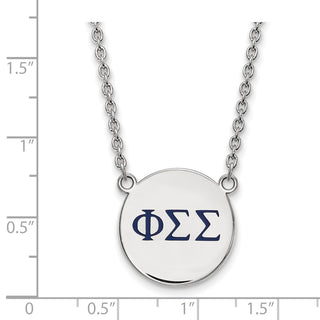 Sterling Silver Rhodium-plated LogoArt Phi Sigma Sigma Sorority Greek Letters Large Color Enamel Pendant 18 inch Necklace SS028PSS-18