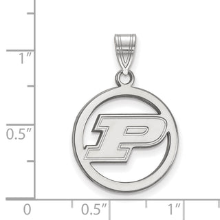 Sterling Silver Rhodium-plated LogoArt Purdue University Letter P Medium Circle Pendant