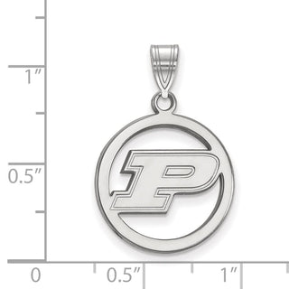 Sterling Silver Rhodium-plated LogoArt Purdue University Letter P Medium Circle Pendant