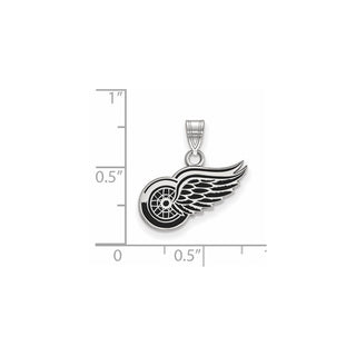 Sterling Silver Rhodium-plated NHL LogoArt Detroit Red Wings Small Enameled Pendant