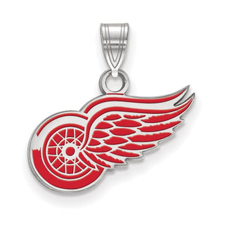 Sterling Silver Rhodium-plated NHL LogoArt Detroit Red Wings Small Enameled Pendant