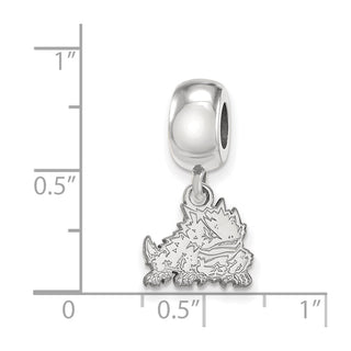 Sterling Silver Rhodium-plated LogoArt Texas Christian University Horned Frog Extra Small Dangle Bead Charm