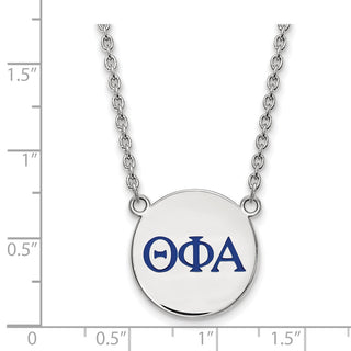 Sterling Silver Rhodium-plated LogoArt Theta Phi Alpha Sorority Greek Letters Large Color Enamel Pendant 18 inch Necklace SS028TPA-18