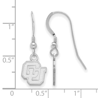 Sterling Silver Rhodium-plated LogoArt University of Colorado C-U Extra Small Dangle Wire Earrings