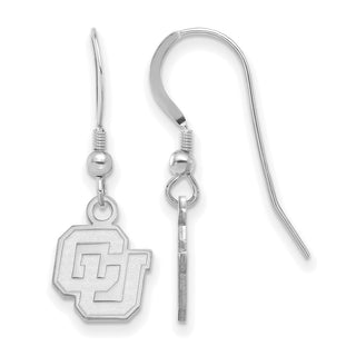 Sterling Silver Rhodium-plated LogoArt University of Colorado C-U Extra Small Dangle Wire Earrings